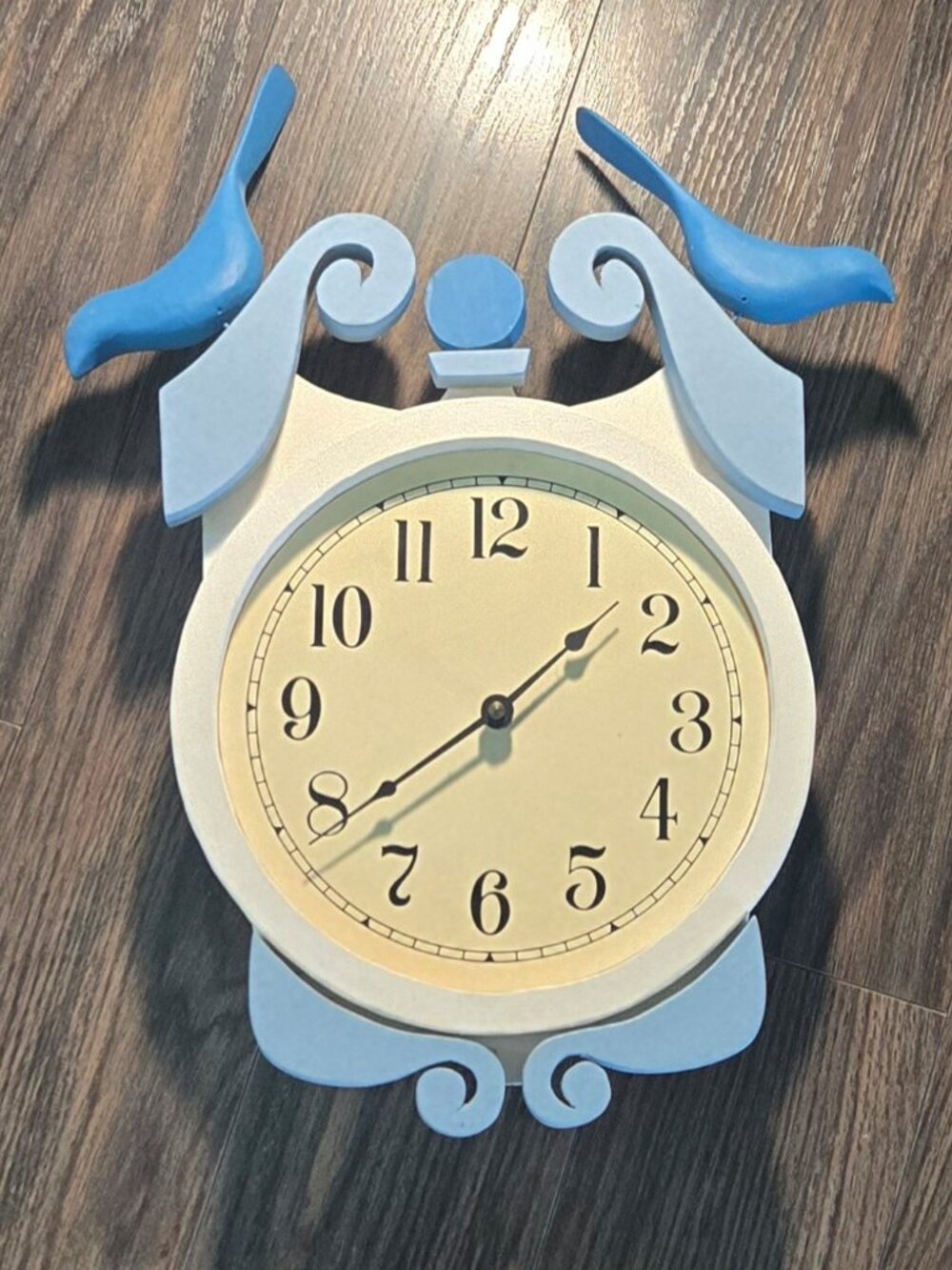 Cottagecore Style Handmade Wooden Wall Clock with Bluebirds